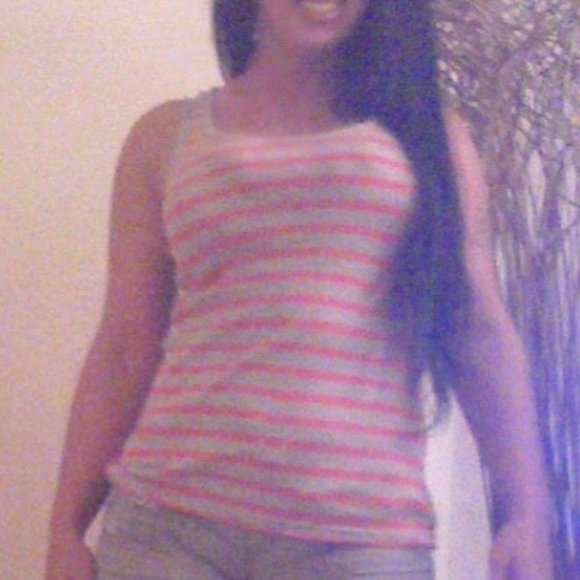Gap Grey & Pink Striped Tank - Picture 1 of 7